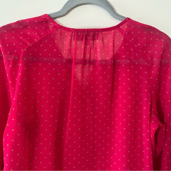 LOFT Raspberry Pink Long Sleeve Ruffle Blouse Women’s Size Small - Picture 2 of 16